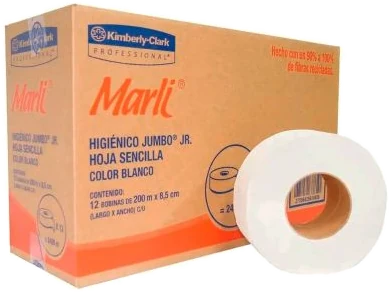 Caja de papel higiénico Marli Jumbo Jr. con 12 bobinas