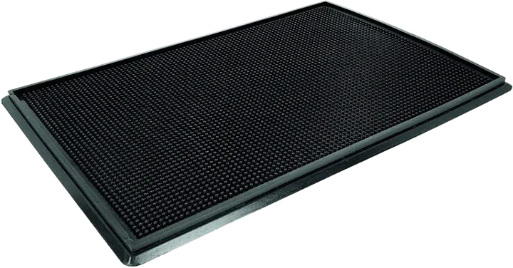 Tapete sanitizante de hule negro con charola